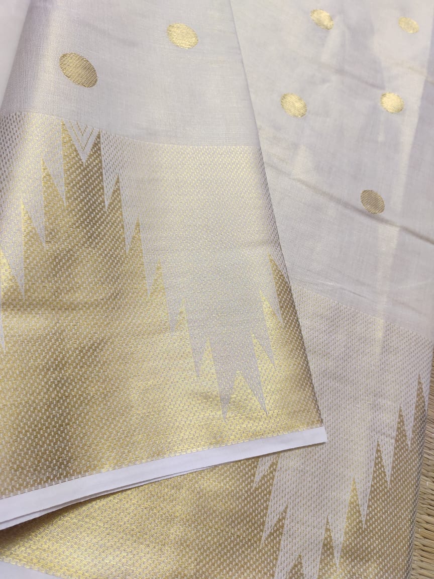 Festive Kuthampully Kasavu Saree with Fine Zari