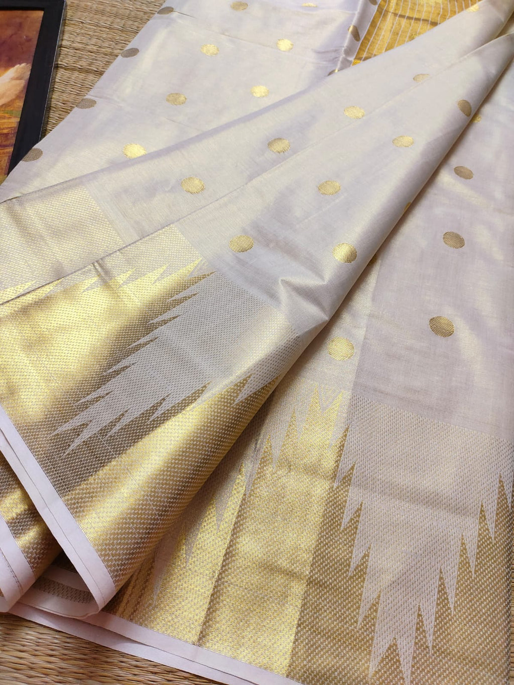Festive Kuthampully Kasavu Saree with Fine Zari