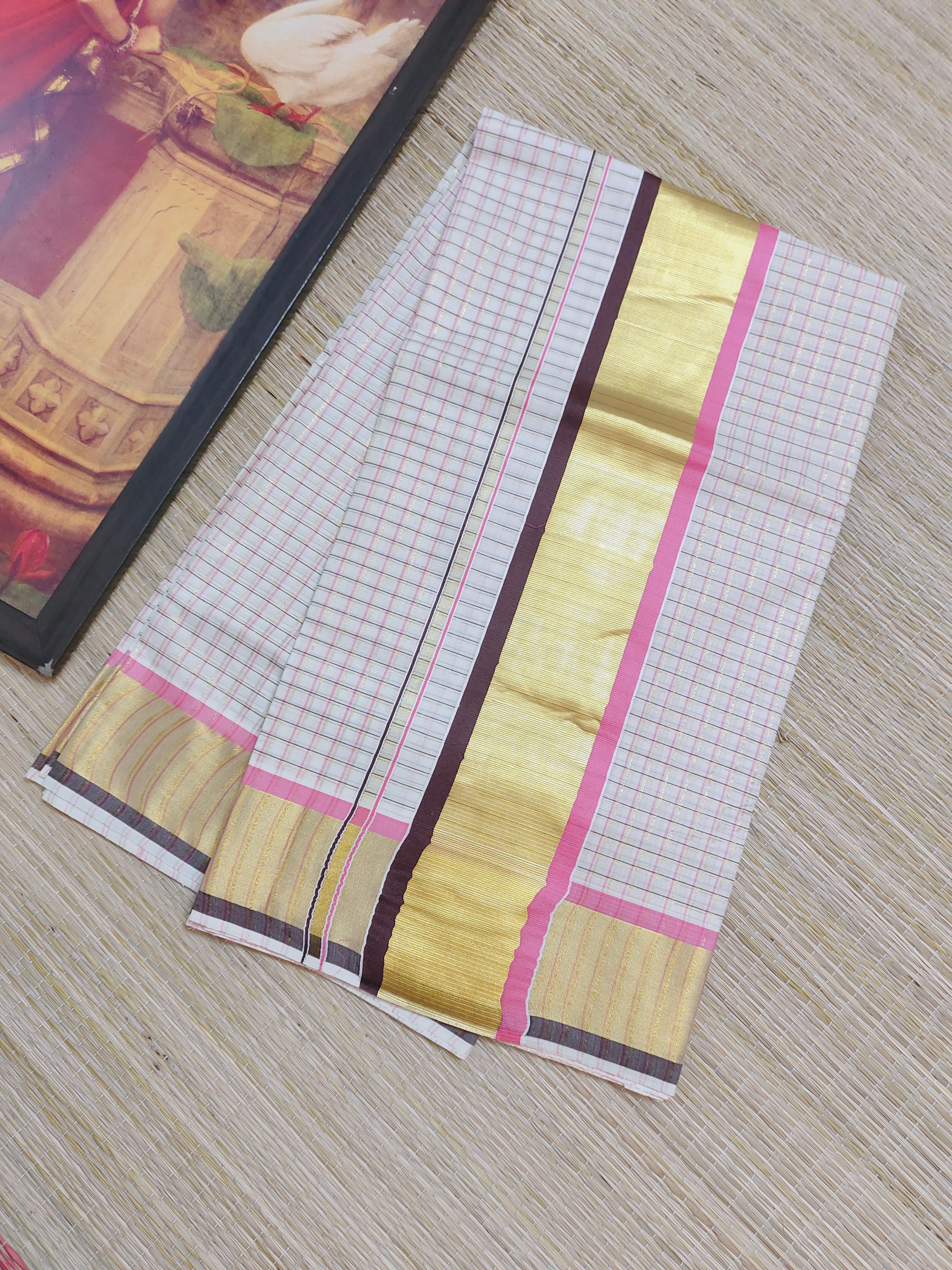 Premium Kerala Cotton All Over Check Saree