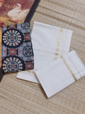 Original Kuthampully Golden Premium Puliyilakara Kasavu Settu Mundu with Ajrak Blouse
