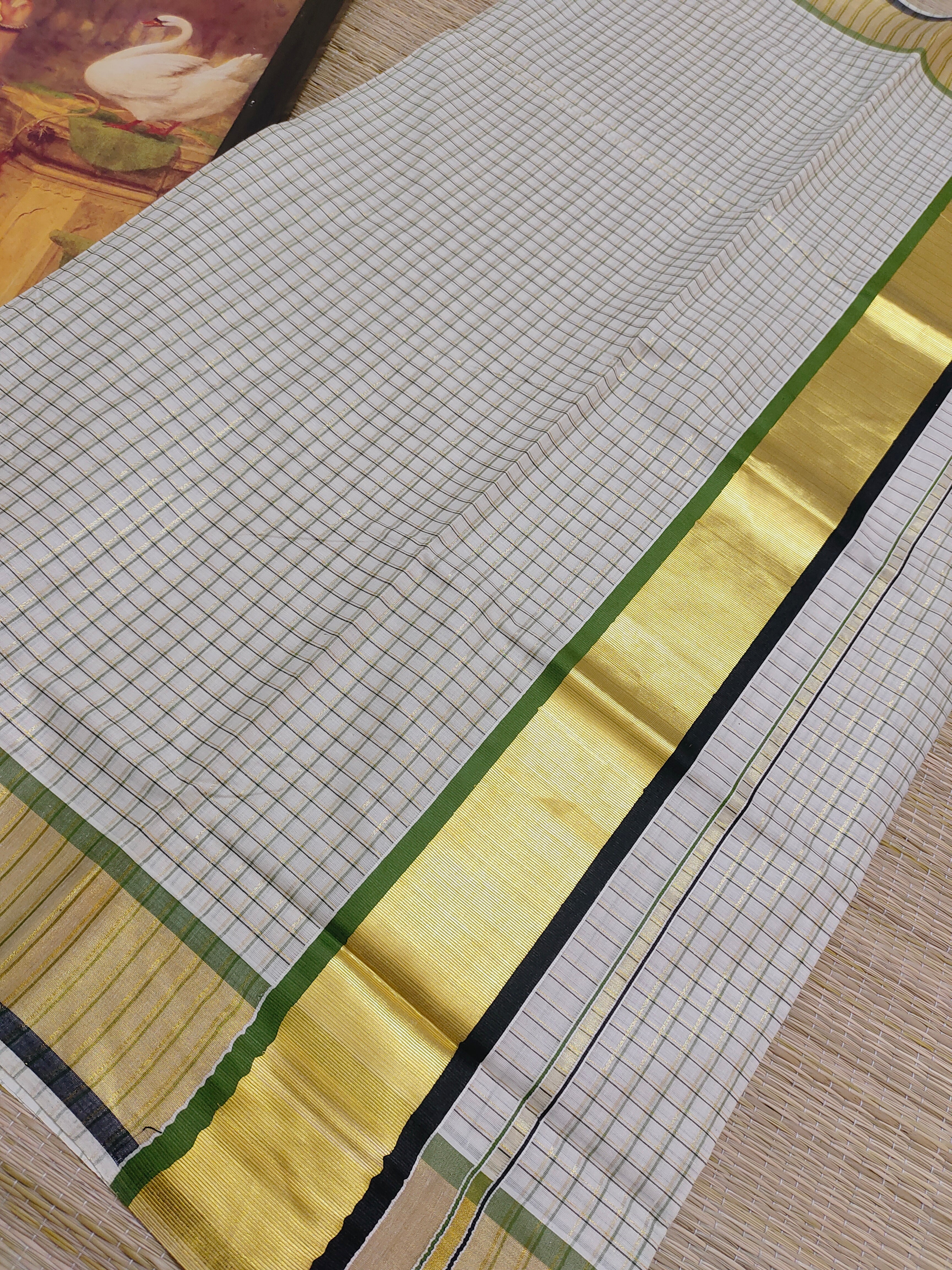Premium Kerala Cotton All Over Check Saree